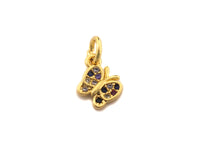 CZ Colorful Micro Pave Butterfly Shape Pendant, Butterfly Pave Pendant, Gold plated, 7x8mm, Sku#Z700