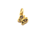CZ Colorful Micro Pave Butterfly Shape Pendant, Butterfly Pave Pendant, Gold plated, 7x8mm, Sku#Z700