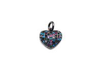 Clorful CZ Micro Pave Mini Heart Pendant, Heart Shaped Pave Pendant, Gold/Rose Gold/Silver/Gunmetal plated, 10mm, Sku#FH40