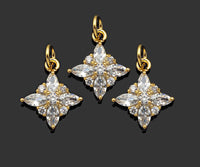 Gold Filled Big Clear CZ Micro Pave Flower Shape Pendant, 14K Gold Filled Charm, Necklace Bracelet Charm Pendant,12x15mm,Sku#CP27