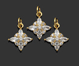 Gold Filled Big Clear CZ Micro Pave Flower Shape Pendant, 14K Gold Filled Charm, Necklace Bracelet Charm Pendant,12x15mm,Sku#CP27