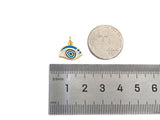 18K Dainty Gold White Enamel Evil Eye Shape Pendant, Gold Blue Evil Eye Enamel Findings, 13x11mm,Sku#L541