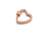 NEW Engraved Heart Shape Clasp, Heart Clasp, Gold/Silver/Rose Gold/Gunmetal Carabiner Clasp, 23mm, sku#H208