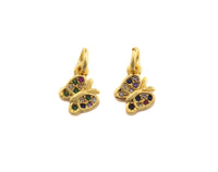 CZ Colorful Micro Pave Butterfly Shape Pendant, Butterfly Pave Pendant, Gold plated, 7x8mm, Sku#Z700