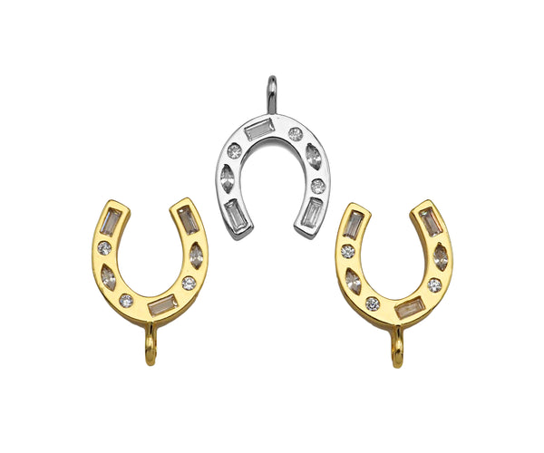 CZ Micro Pave Wishbone Shape Pendant, Cubic Zirconia Horseshoe Shape Charm, sku#L367