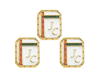 18K Dainty Gold White Enamel JC On Rectangle Pendant, Red Green Cubic Zirconia Gold Enamel Findings, 20x25mm,Sku#L542