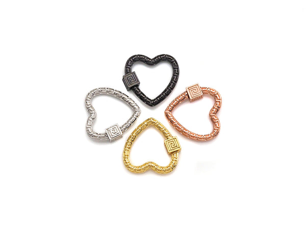 NEW Engraved Heart Shape Clasp, Heart Clasp, Gold/Silver/Rose Gold/Gunmetal Carabiner Clasp, 23mm, sku#H208