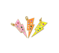 Colorful CZ Enamel Lightning Shape Pendant,18k Gold Filled Colorful Enamel Lightning Charm,Enamel Jewelry, 29x10mm,Sku#L595