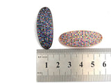 Colorful CZ Micro Pave 14x38mm Slab Oval Two Hole Bracelet Connector, Cubic Zirconia Connector/Link,sku#E414