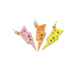 Colorful CZ Enamel Lightning Shape Pendant,18k Gold Filled Colorful Enamel Lightning Charm,Enamel Jewelry, 29x10mm,Sku#L595