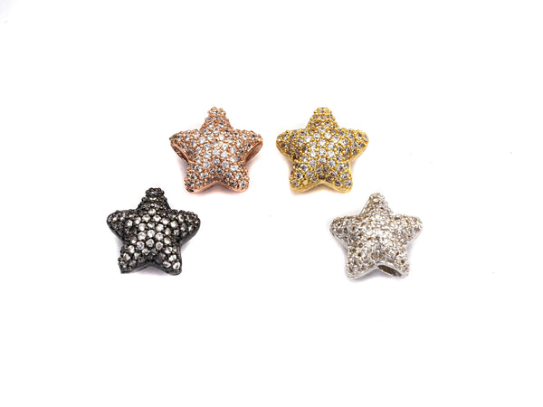 CZ Micro Pave Five Point Puffy Star Spacer Beads for Bracelet/Necklace, Cubic Zirconia space Beads, 12x8mm,sku#C105