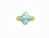 100% Natural  Aqua Blue Shell Clover Flower Connector, Natural Shell Connector, Shell Pearl Jewelry,  10x15mm,SKU#Z292