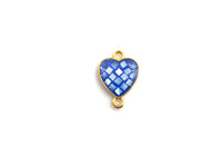 100% Natural Shell Blue Heart Shape Connector with Gold/Silver Plated Edging, blue shell Beads, 10x14mm,SKU#Z273