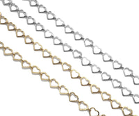 6x10mm Think Linked Open Heart Chain, 18K Gold Open Heart Linked chain By yard, Gold heart Chain, Unfinished Chain, sku#M367 Bestbeads&Beyond