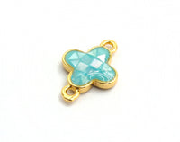 100% Natural  Aqua Blue Shell Clover Flower Connector, Natural Shell Connector, Shell Pearl Jewelry,  10x15mm,SKU#Z292