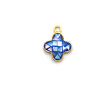 100% Natural Royal Blue Color Clover Shell Charm in Gold/Silver Finish, Blue Shell Pendant, Shell Charm, 10x13mm,SKU#Z330