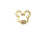 Clear CZ Micro pave Mickey Mouse Head Clasp, CZ Pave Lock, Carabiner Clasp, Chain Connector, 24x22mm,mm, sku#H273
