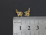 CZ Colorful Micro Pave Butterfly Shape Pendant, Butterfly Pave Pendant, Gold plated, 7x8mm, Sku#Z700