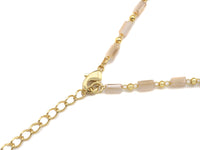 16"/18" Simple Beige Milky Cylinder Beads Gold ball Chain Necklace, Layering Necklace, Netural Beaded Necklace, sku#EF02