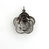 CZ Micro Pave Flower Pendant/Charm,Cubic Zirconia Paved Charm, Necklace Bracelet Charm Pendant, 23x25mm,sku#F493