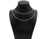 16"/18" Simple Beige Milky Cylinder Beads Gold ball Chain Necklace, Layering Necklace, Netural Beaded Necklace, sku#EF02