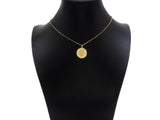 CZ Micro Pave Cupid's Arrow On Round Coin Shape Pendant,  Sku#F1369