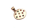 Colorful Star CZ Micro Pave Flat Round Pendant, CZ Pave Pendant, Gold/Rose Gold/Silver/Gunmetal plated, 35x50mm, Sku#F807