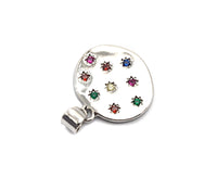 Colorful Star CZ Micro Pave Flat Round Pendant, CZ Pave Pendant, Gold/Rose Gold/Silver/Gunmetal plated, 35x50mm, Sku#F807