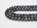 Natural Smooth/Faceted Round Gray Snowflake beads, 4mm/6mm/8mm/10mm Natural Gray Gemstone beads, Snowflake Beads, 15.5inch strand, SKU#U246