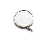 CZ Micro Pave Embossment Wolf Head On Round Coin Pendant/Charm, Sku#L409