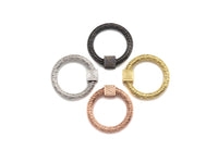 Engraved Round Ring Shape Clasp, CZ Pave Clasp, Gold/Silver/Rose Gold/Gunmetal Color Carabiner Clasp, 22.8mm, sku#H209