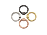Engraved Round Ring Shape Clasp, CZ Pave Clasp, Gold/Silver/Rose Gold/Gunmetal Color Carabiner Clasp, 22.8mm, sku#H209