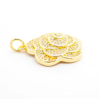 CZ Micro Pave Flower Pendant/Charm,Cubic Zirconia Paved Charm, Necklace Bracelet Charm Pendant, 23x25mm,sku#F493