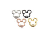 Clear CZ Micro pave Mickey Mouse Head Clasp, CZ Pave Lock, Carabiner Clasp, Chain Connector, 24x22mm,mm, sku#H273
