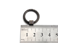Engraved Round Ring Shape Clasp, CZ Pave Clasp, Gold/Silver/Rose Gold/Gunmetal Color Carabiner Clasp, 22.8mm, sku#H209