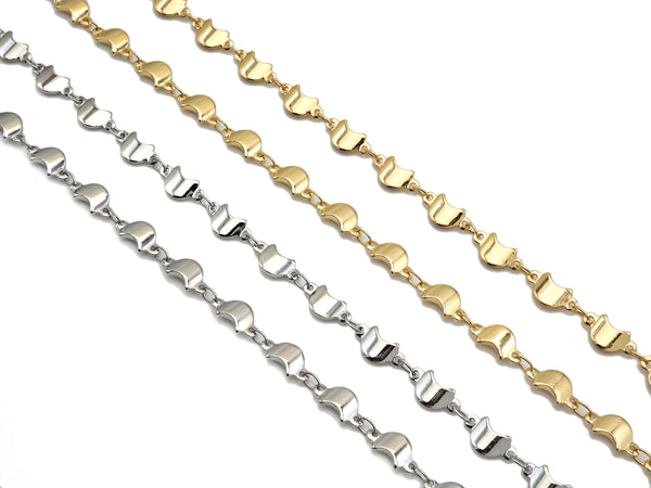 6x10mm Dainty Moon Link Chain by Yard, sku#M368