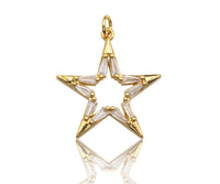 CZ Micro Pave Large Five Star Shape Pendant , 23x25mm,  SKU#F1186C