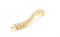 CZ Micro Pave S-Shape Connector for Bracelet/Necklace,Silver/Gold/Rose Gold/Gunmental Spacer Connector/Link Connector,4x36mm,sku#E403