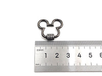 Clear CZ Micro pave Mickey Mouse Head Clasp, CZ Pave Lock, Carabiner Clasp, Chain Connector, 24x22mm,mm, sku#H273