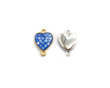 100% Natural Shell Blue Heart Shape Connector with Gold/Silver Plated Edging, blue shell Beads, 10x14mm,SKU#Z273