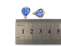 100% Natural Shell Blue Heart Shape Connector with Gold/Silver Plated Edging, blue shell Beads, 10x14mm,SKU#Z273