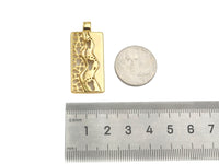 Hollow Out Foot On Rectangle Shape Pendant, 18K Gold Charm, Necklace Bracelet Charm Pendant,16x37mm,Sku#FH169