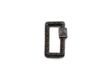 Engraved Rectangle Shape Clasp, CZ Pave Clasp, Gold/Silver/Rose Gold/Gunmetal Carabiner Clasp, 14x23mm, sku#H210