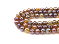 Mystic Golden Brown Faceted Fire Agate Beads, 6mm/8mm/10mm/12mm Silver Plated Fire Agate, 15.5'' Full Strand, SKU#UA207