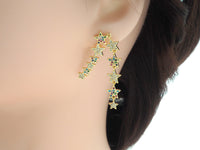 Colorful CZ Long Stars Hook Earring, Sku#J98
