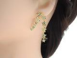 Colorful CZ Long Stars Hook Earring, Sku#J98