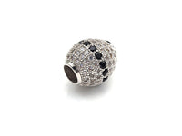 CZ Micro Pave Oval Spacer Beads with Clear/Black CZ for Bracelet/Necklace, Cubic Zirconia Beads, Bracelet Beads, 12x13mm,sku#Z1048