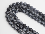 Natural Smooth/Faceted Round Gray Snowflake beads, 4mm/6mm/8mm/10mm Natural Gray Gemstone beads, Snowflake Beads, 15.5inch strand, SKU#U246