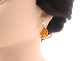 Pearl Amber stone earrings, Pearl earrring, Amber Earrings, Stud earrrings, 15x24mm,sku#Y431