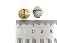 CZ Micro Pave Oval Spacer Beads with Clear/Black CZ for Bracelet/Necklace, Cubic Zirconia Beads, Bracelet Beads, 12x13mm,sku#Z1048